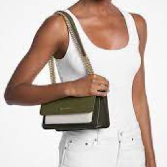 NWT ✅ Michael Kors CLAIRE Large Color-Block Leather Shoulder Bag ✨NWT - Picture 3 of 7